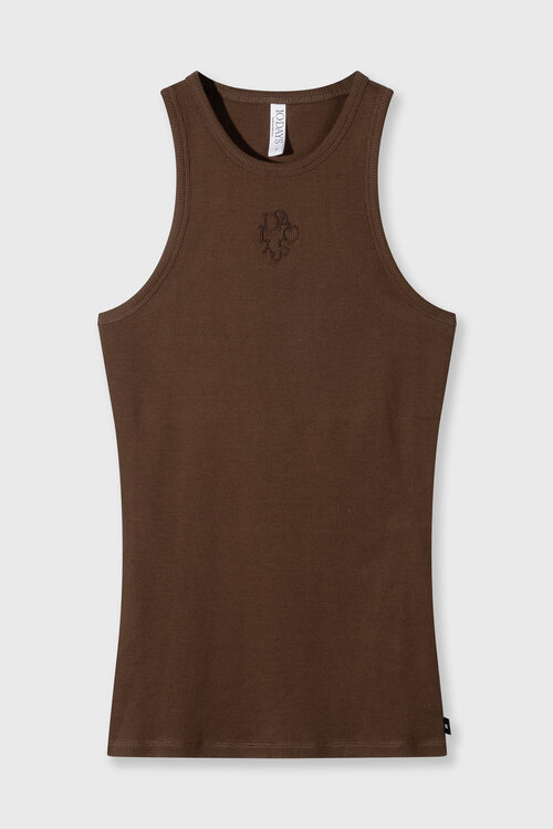 10Days Ribgebreide tanktop in de kleur dark truffle