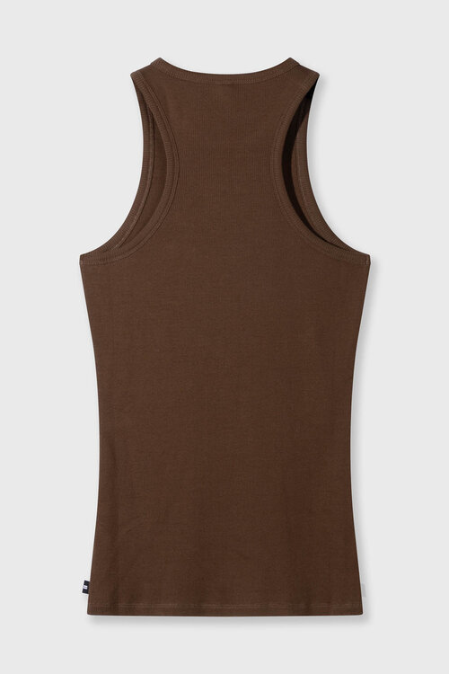 10Days Ribgebreide tanktop in de kleur dark truffle