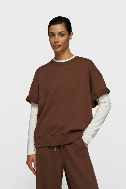 10Days Donker truffel korte mouwen trui