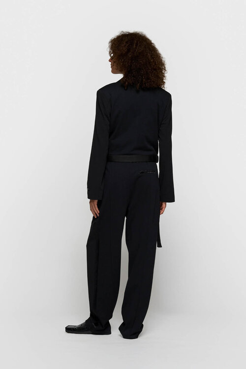 10Days zwarte belted blazer crêpe