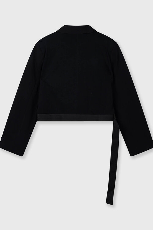 10Days Creëer een verfijnde look met deze zwarte blazer van crepe stof, voorzien van een stijlvolle ceintuur.