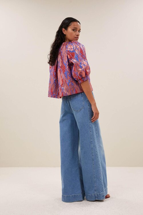 By Bar Mauri Jacquard Blouse in Koraal