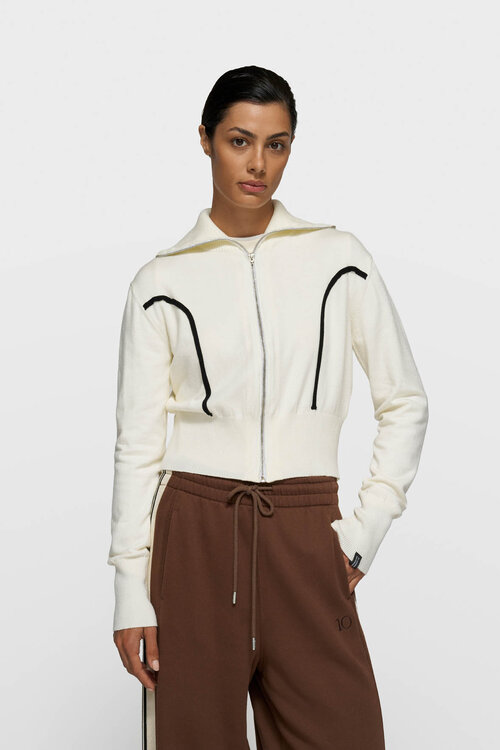 10Days Ecru gebreid vest met slanke pasvorm