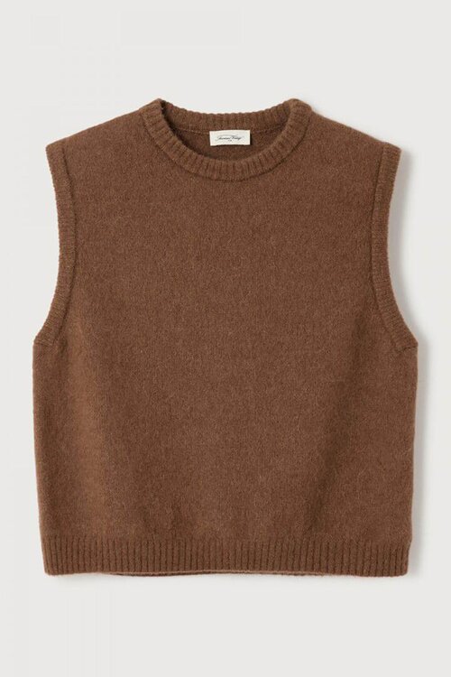 American Vintage Mouwloze bruine trui