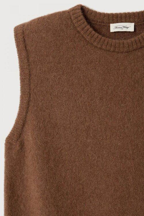American Vintage Mouwloze bruine trui
