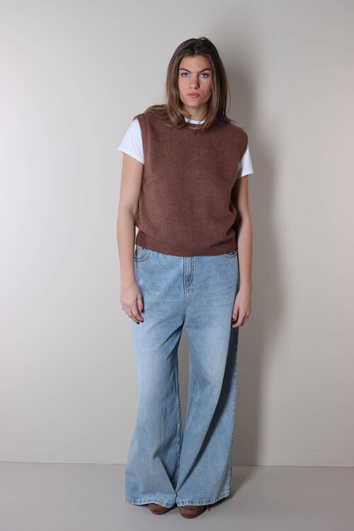 American Vintage Mouwloze bruine trui