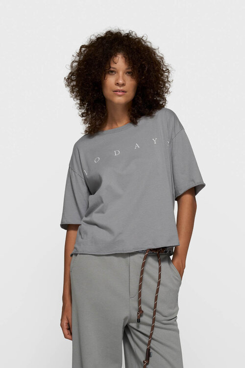10Days Light Graphite T-shirt met korte mouwen en logo