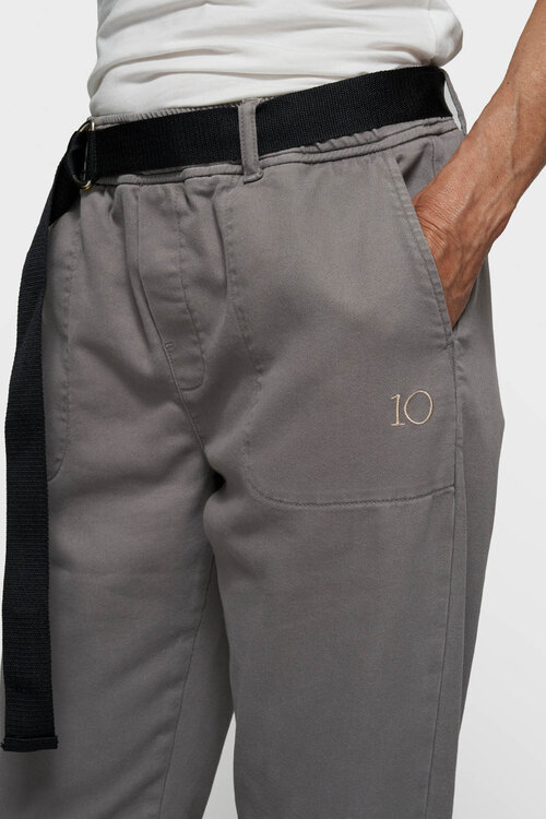 10Days Light Graphite jog twill broek met riem