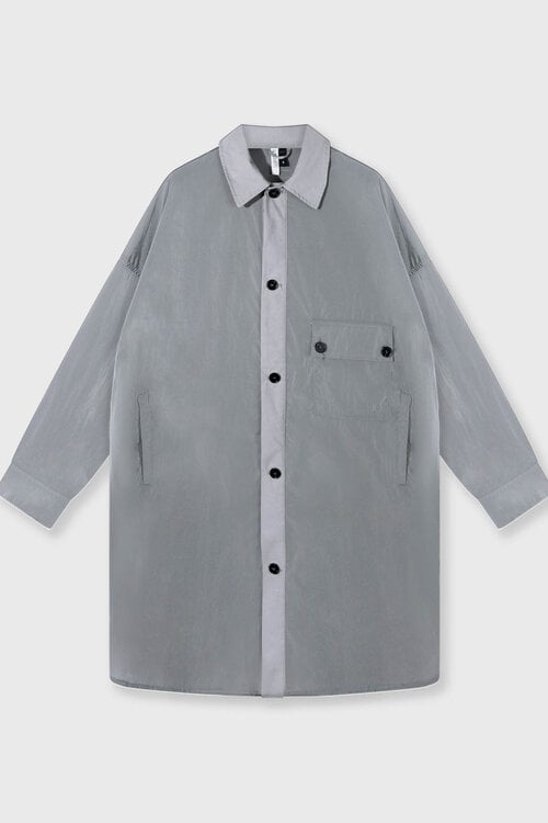 10Days Oversized shirt jacket in Light Graphite