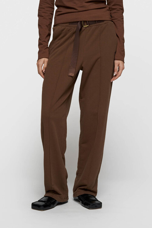 10Days Donker truffelgekleurde joggingbroek met riem