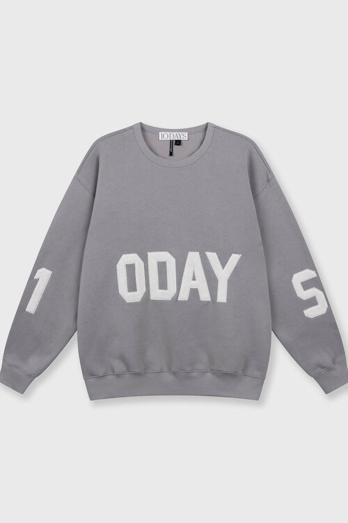 10Days Statement sweater in Light Graphite met logo