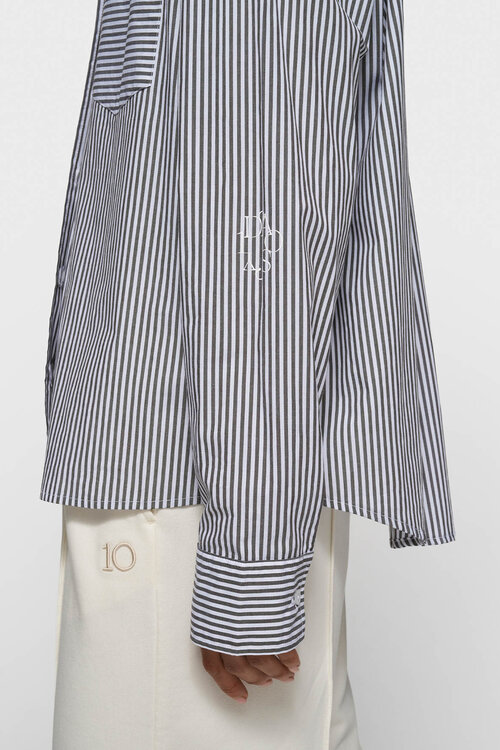 10Days Wit/steenkool gestreept overhemd