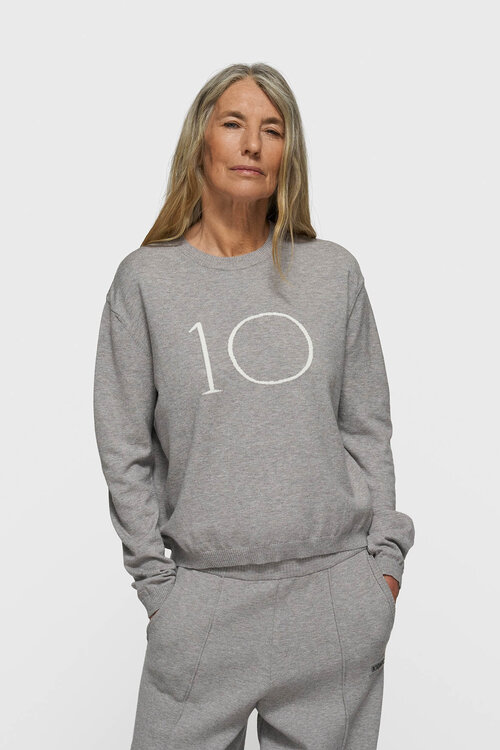 10Days Grey Melee gebreide trui met logo