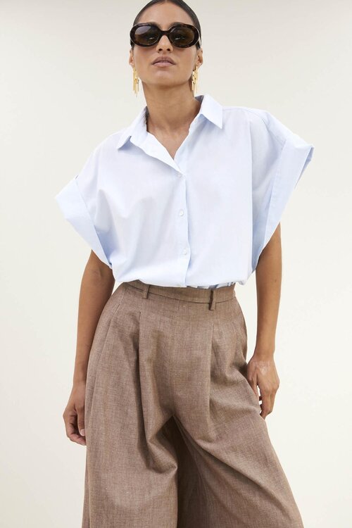 By Bar Pixie Chambray Blouse in Lichtblauw