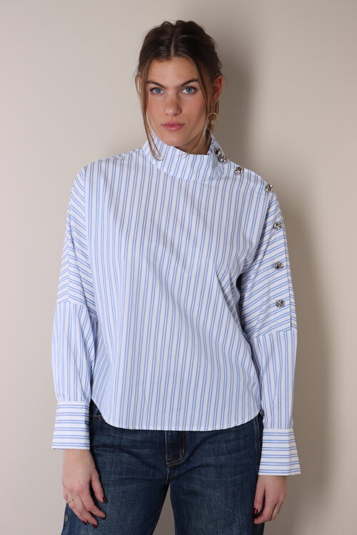 Co'couture Devin Blouse in blauw en wit