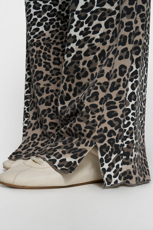 10Days Ecru zachte scuba broek met luipaardprint