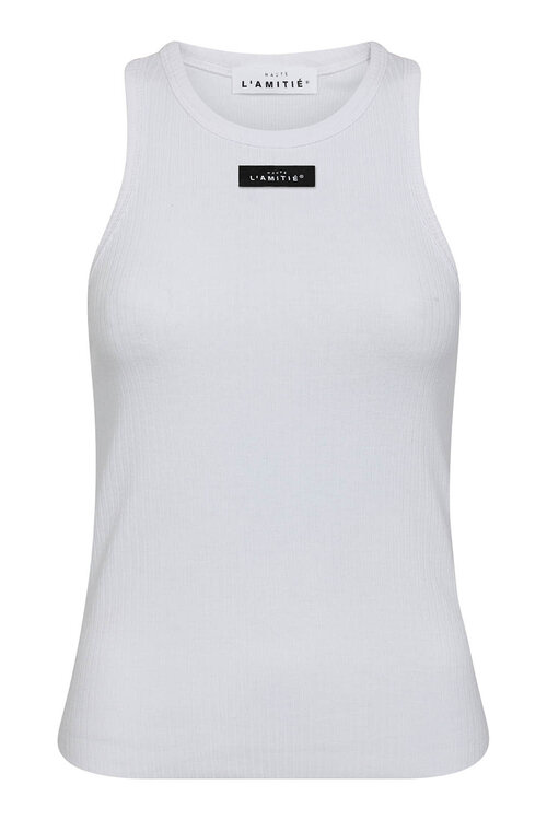 Haute L'Amitie Witte Ribbed Badge Tanktop