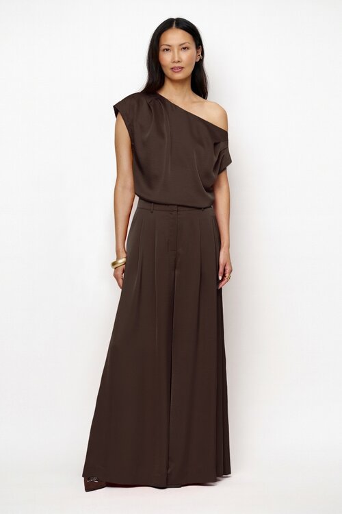 Dante 6 Espresso Onique Wijde Pijpen Satijnen Broek