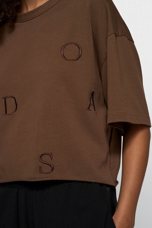 10Days donker truffel dikke katoenen t-shirt 10DAYS