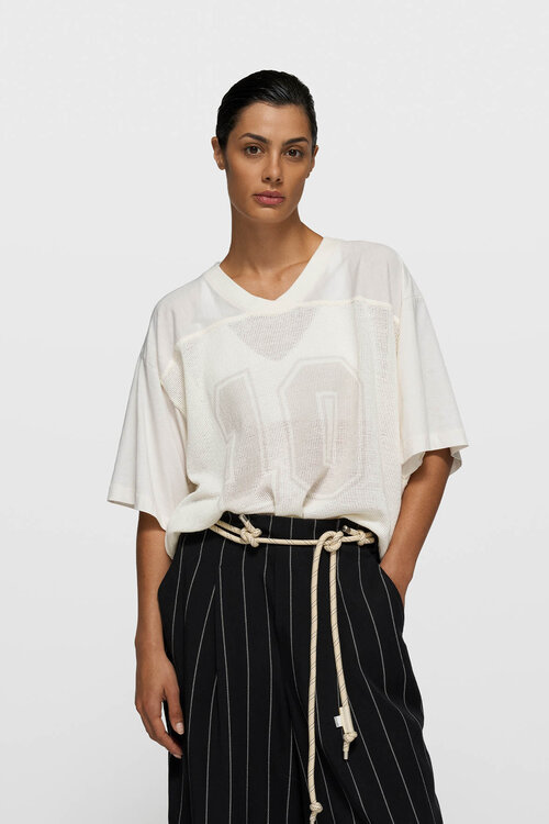 10Days Mesh baseballshirt in ecru