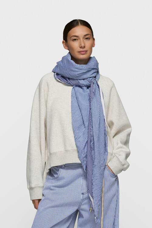 10Days Witte en blauwe sjaal met strepen
