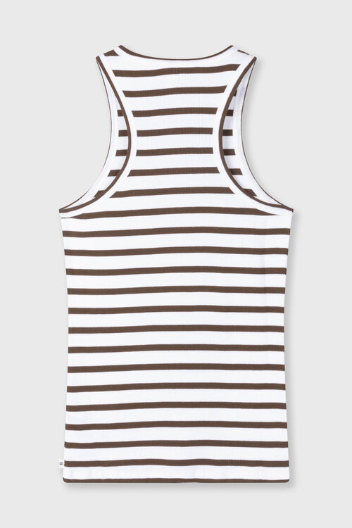 10Days Witte/donkere truffel tanktop met ribstrepen