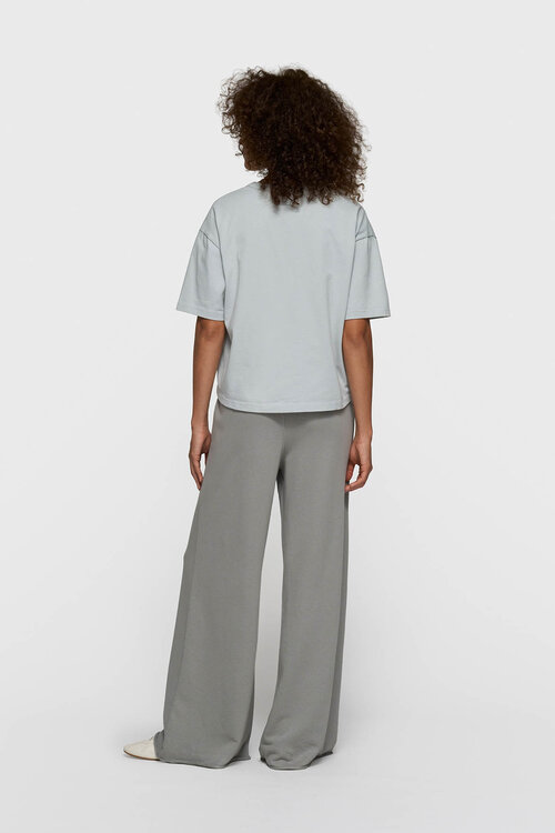 10Days Dik katoenen T-shirt met V-hals in Clean Blue