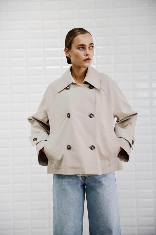 WITHBLACK Korte trenchcoat in lichte zandkleur