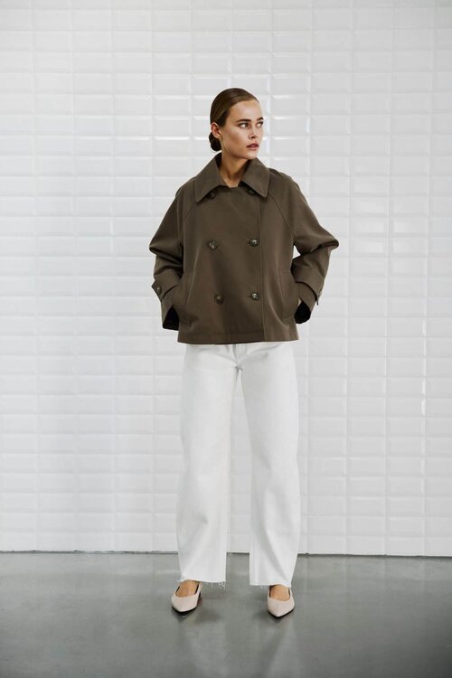 WITHBLACK Korte Trenchcoat in Bruin