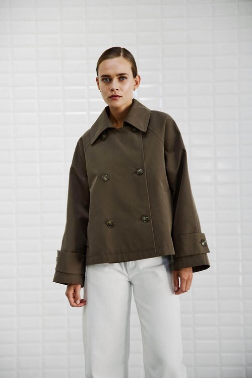 WITHBLACK Korte Trenchcoat in Bruin