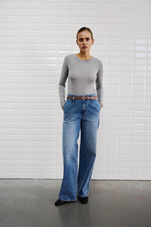 WITHBLACK Grijs gemêleerd lang mouw shirt