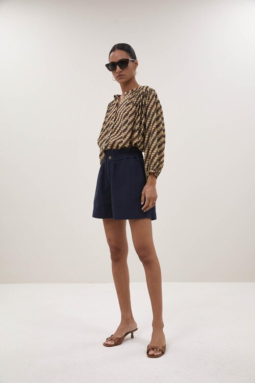 By Bar Leon Twill Short in donkerblauw