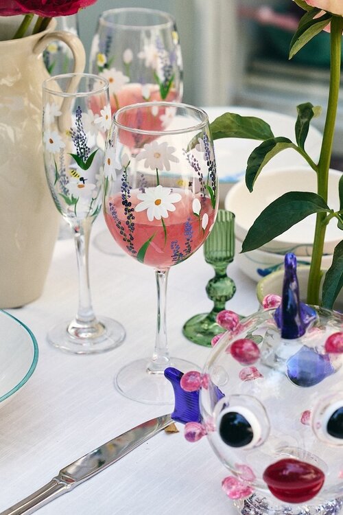 Anna & Nina Verschillende kleuren Springtime Toast wijnglas