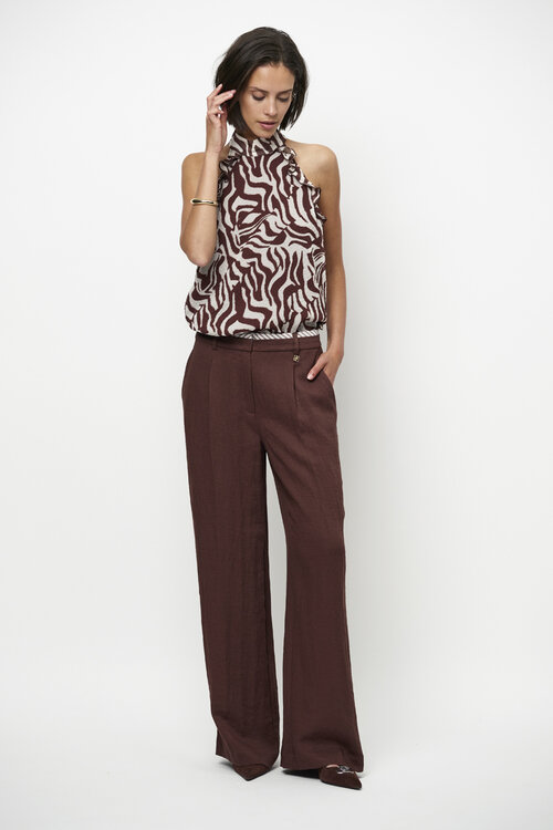 Dante 6 Kenila Wide Leg Broek in Donkerbruin