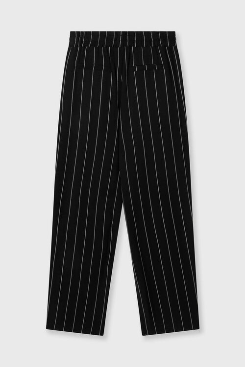 10Days Zwarte wijde broek met krijtstreep