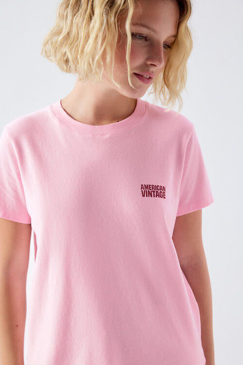 American Vintage T-shirt in roze kleur