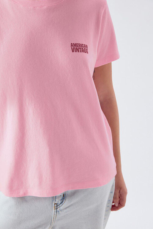 American Vintage T-shirt in roze kleur