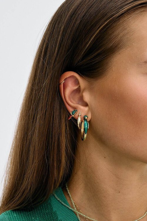 Anna & Nina Zilveren Enkele Bird Of Paradise Oorbel Stud