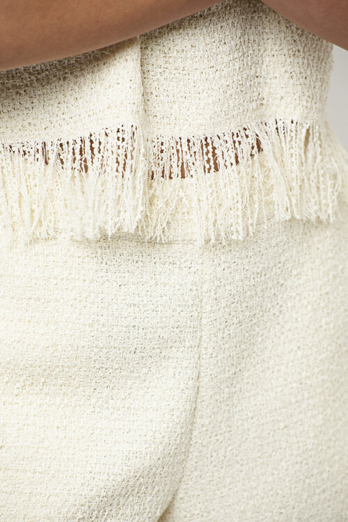 Dante 6 Off White Yubi Fringe Boucle Shorts