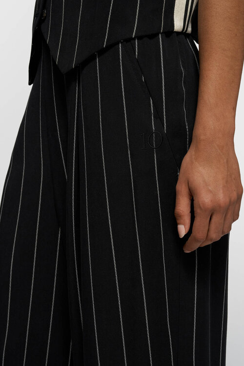 10Days Zwarte broek met krijtstreep