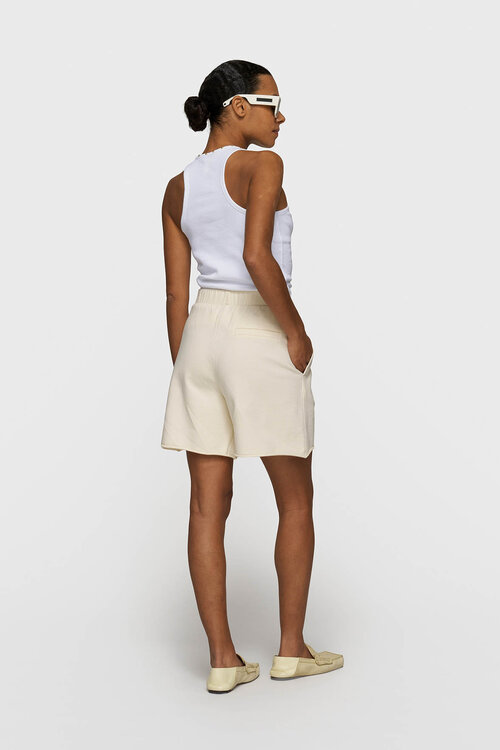 10Days Witte ribgebreide tanktop met pareldetails