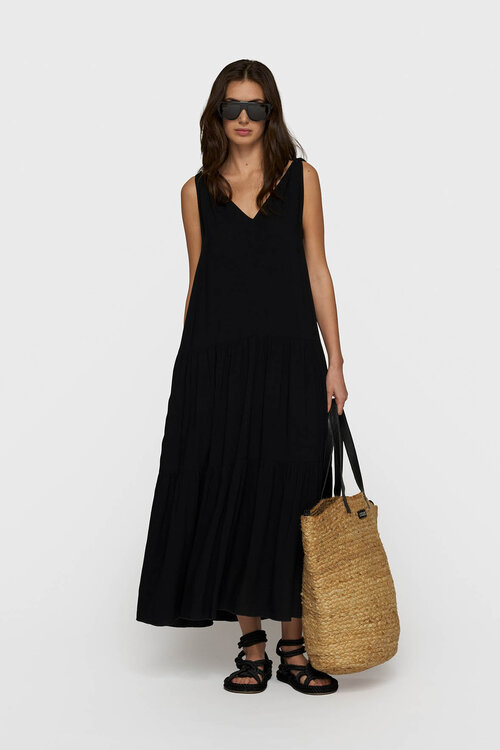 10Days Zwarte vloeiende maxi-jurk