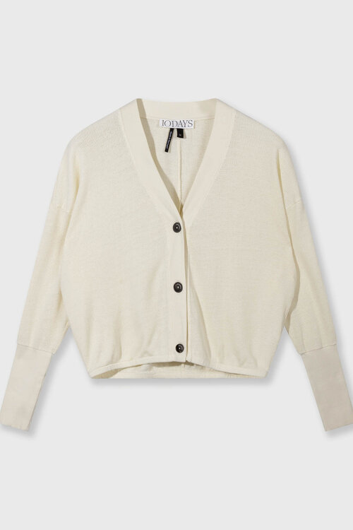 10Days Vanilla v-hals vest met mesh patroon