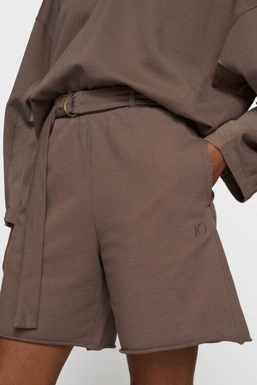10Days Moonrock fleece shorts met riem