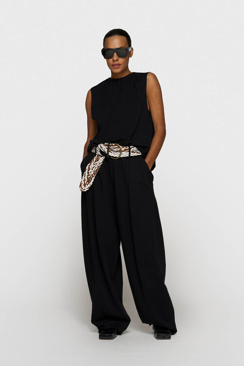 10Days Zwarte geplooide top van jersey