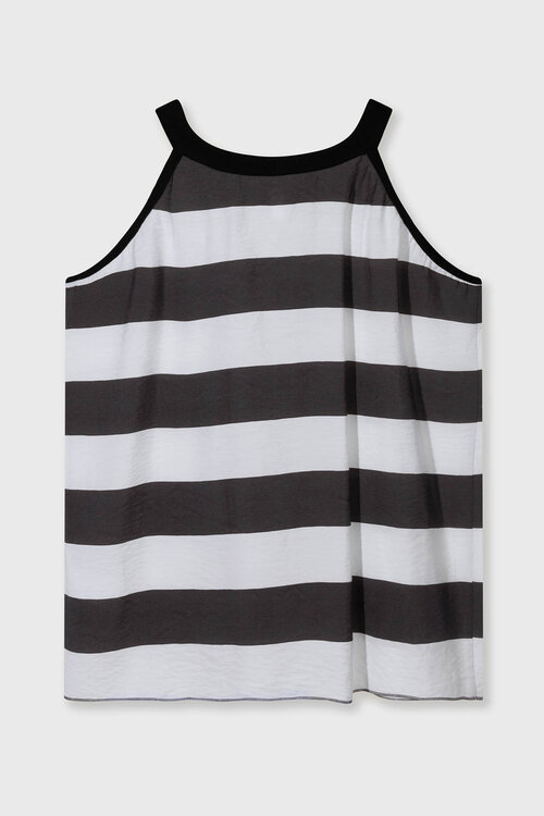 10Days Haltertop met strepen in bruin en wit
