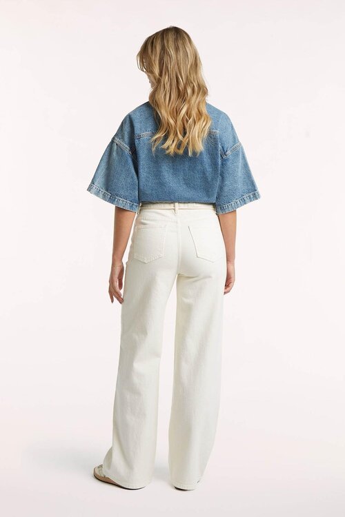 Circle Of Trust Off White Jona Gekleurde Denim Wijde Pijp
