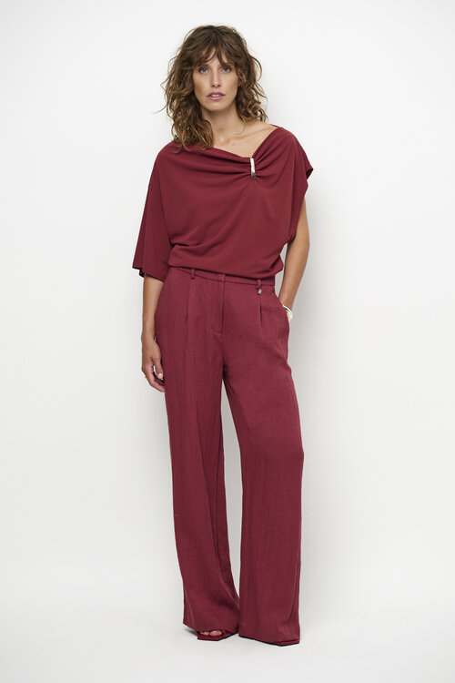 Dante 6 Bordeauxrode Gou Drapey Top