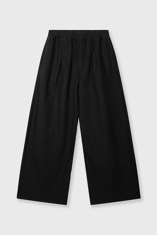 10Days Zwarte vloeiende linnen broek