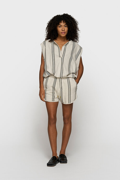 10Days Ballon top met strepen in zachte witte melee